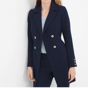 White House Black Market Navy Blue Double Breasted Femme Peacoat Size XS